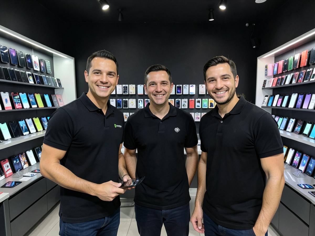 Equipe da STX Tech dentro da loja
